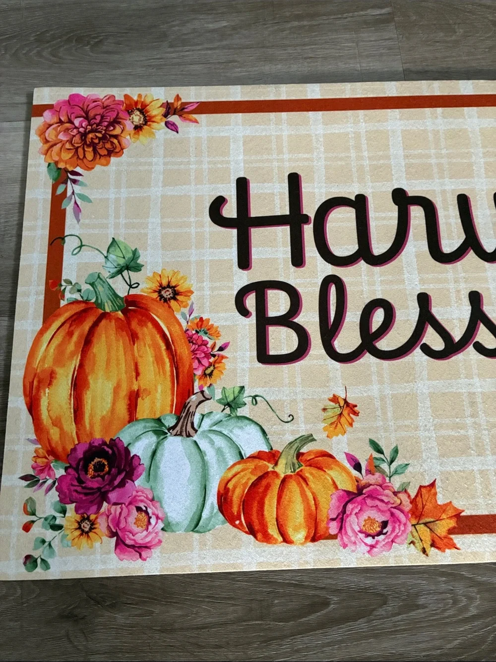 NWT- Harvest Blessings- Fall Doormat with Anti Skid Rubber Back 16x28